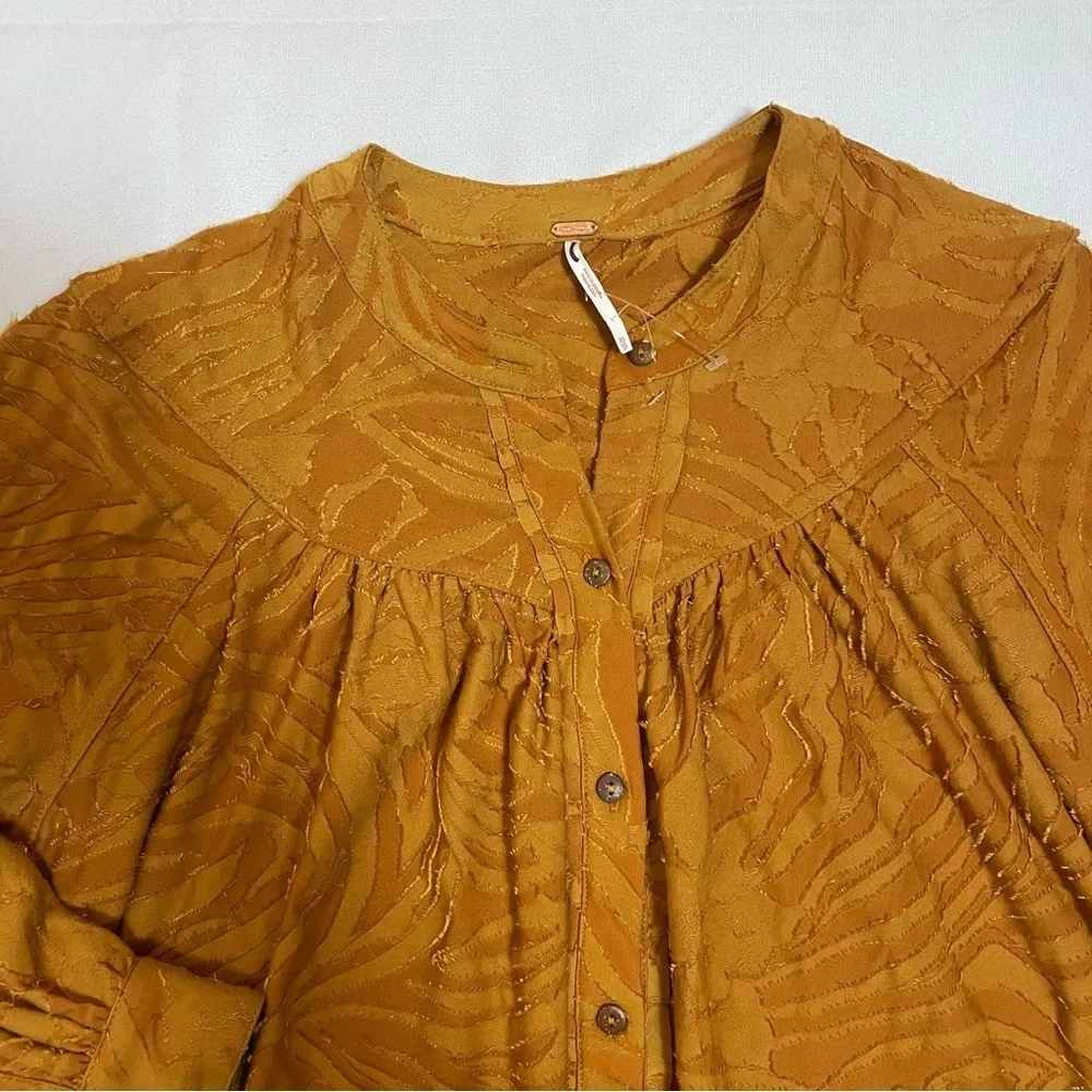 New Free People Can't Stop Dreaming Brown Long Sleeve Tunic Size XS
